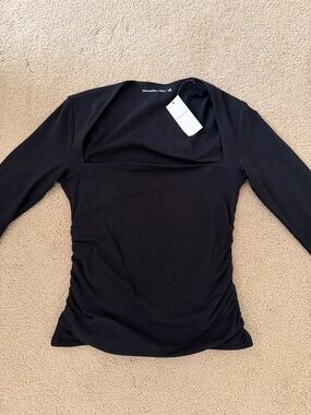 Abercrombie and Fitch Black Long Sleeve Ruched Side Top
